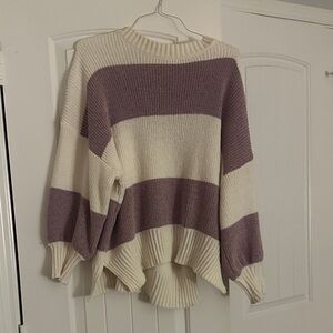 Altar'd State Purple and Cream Striped Sweater